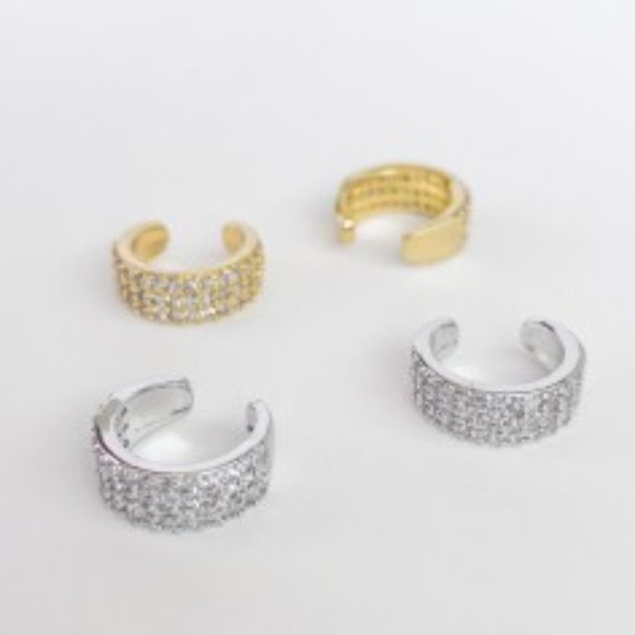 NEW Pave CZ Diamonds Ear Cuff Earrings - Picture 3 of 3